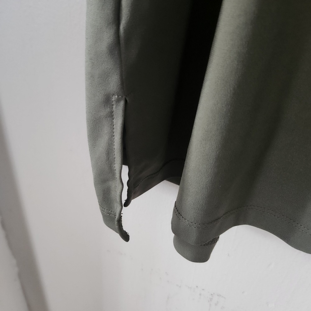 Belle Kim Gravel Womens Large Olive Green Gold Grommet Accent Open Cardigan Top - Picture 5 of 7